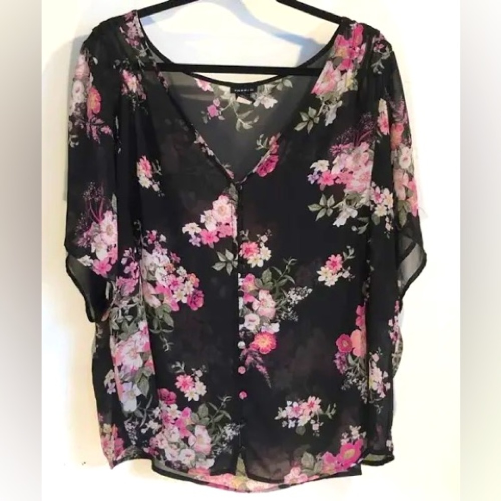 TORRID Sheer Floral Button-Down Shirt (3)